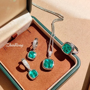 <b>Set</b> De Joyas De Plata 925 Con Piedras Mixtas Collar Y Aretes Multicolor Bisuteria De Moda Por Mayor - Product Image 1