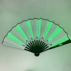 Ventilador plegable de arte popular con luz LED, ventilador Rave decorativo de bambú de 33cm para fiestas, técnica de baile Flash tallada - Product Image 2