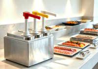 Pompe à sauce en plastique PP de qualité alimentaire, 1L, à quatre têtes, pour restaurant, buffet, cuisine, pompe à condiments