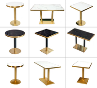 Table à manger de luxe de haute qualité garniture dorée pied en acier inoxydable marbre poli pour restaurant ensemble de table à manger café
