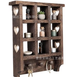 Wooden Storage Rack Wall Mounted 3 Tier Multi Compartment Organizer For Keys Perfume Tea Display <b>Desktop</b> Use - Product Image 1