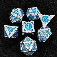 Lot de 7 dés polyédriques en métal personnalisés, forme carrée, pour DND RPG, écologiques, durables, gravés, haute qualité, avec logo personnalisé