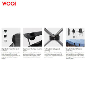 Silla de Camping Plegable Woqi de Aleación de Aluminio y Acero, Silla de Jardín para Exteriores con Bolsa de Transporte, Negra - Product Image 5