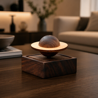Diffuseur d'huiles essentielles en bois de noyer noir naturel, aromathérapie magnétique, décoration, cadeau, design unique de planète flottante pour la maison et le bureau