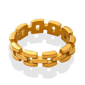 Popular Personalized Jewelry Gold Plated Stainless Steel Hollow Link Chain <b>Finger</b> <b>Rings</b> for Women - Product Image 1