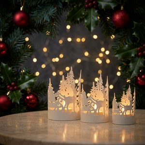 Últimos modelos en oferta: Portavelas votivas de hierro con diseño de Papá Noel, hechos a mano, duraderos, para decoración navideña del hogar 2026 - Product Image 2