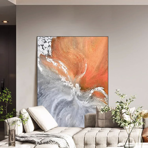Abstract Oil <b>Painting</b> Rectangle Metal <b>Frame</b> Handmade Decorative Art <b>For</b> Living Room Entryway Large Wall Art Modern Light Luxury - Product Image 3