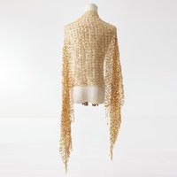 Châle à sequins ajouré 180*45cm, écharpe en maille noire à franges, cape légère pour femme pour soirée et mariage