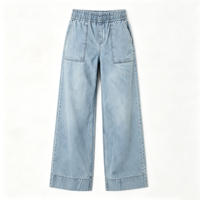 Celana Jeans Wanita Model Baggy Wide Leg Denim Pinggang Rendah Elastis Lembut Kasual Gaya Sehari-hari