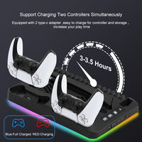 Station de Recharge pour Manettes PS5 YLW RGB, Double Chargeur Rapide avec Indicateur LED, Support d'Accueil pour Accessoires de Jeu