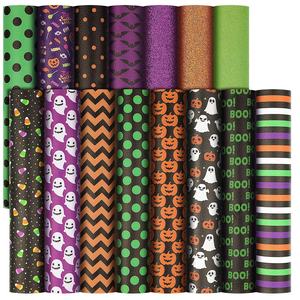 Nombre Marca Diseñador Faux Leather Fabrics Material By The Yard Rollos Impreso Halloween Faux Leather Halloween - Product Image 4
