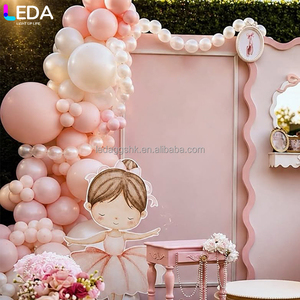 LEDA New Arrival Modern Simple Pink Princess Style Hanging Pearl Acrylic <b>Backdrop</b> <b>Stand</b> for Wedding Events - Product Image 3