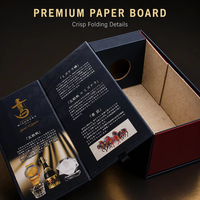 Boîte à souvenirs en papier de qualité supérieure imprimée sur mesure avec insert en mousse moulée pour ensemble cadeau de tequila et brandy à étiquette privée
