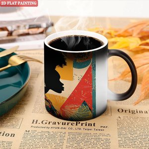Custom Heat Activated Blank Mug Frosted Black 11oz <b>Ceramic</b> Color Changing Sublimation <b>Cup</b> - Product Image 5
