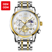 Montre à quartz pour homme OEM ODM 2900 avec logo personnalisé, design tourbillon, multifonctionnelle, phase de lune, chronographe