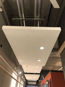 Qinsound hiện đại Acoustic sợi thủy tinh vách ngăn đám mây Tấm treo trần cho phòng trưng bày nhà hàng văn phòng khách sạn bệnh viện chống cháy - Product Image 5