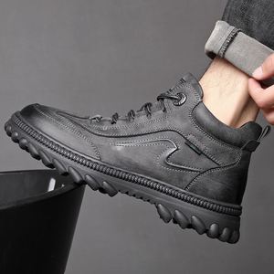 2026 Winter New High-top Genuine Leather Work Boots Fashion Men Shoes Shearling-lined Ideal Casual Snow Boots for Outdoor - Product Image 2