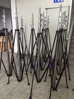 Tripod Portabel dengan Tiang Teleskopik Manual Bertenaga Mandiri dan Antena untuk Kamera PTZ, Kamera Dome CCTV, dan LED