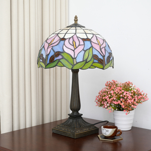 Lampe de table de style moderne <span class=keywords><strong>Calla</strong></span> Lily en verre teinté, lampe de bureau rétro de 12 pouces, salons, bureaux, lumière décorative de luxe - Product Image 3