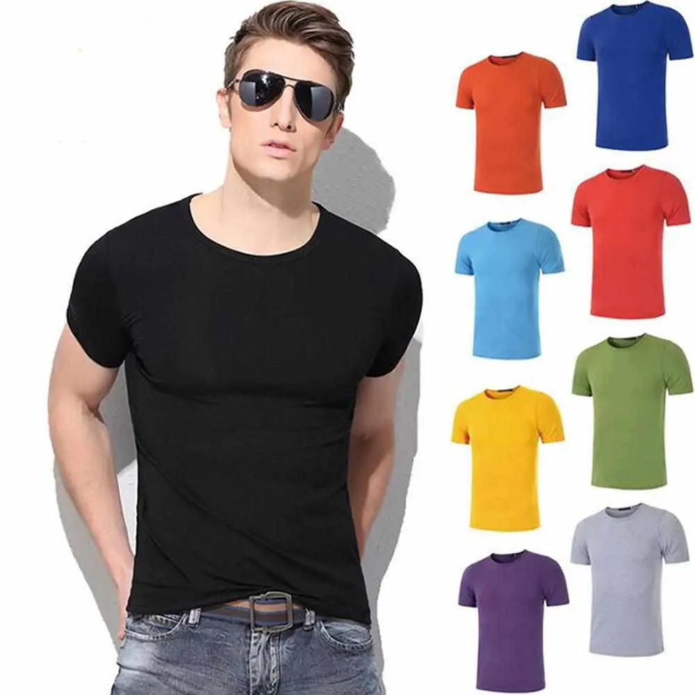 เสื้อยืดทรงสลิมฟิตคุณภาพสูงสำหรับผู้ชาย,เสื้อยืดไม่มีลายขนาดใหญ่