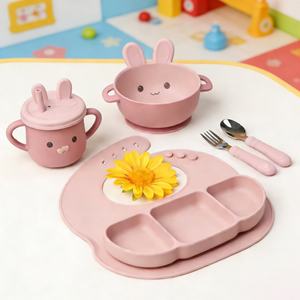 Ensemble de vaisselle pour bébé Naike en silicone réutilisable de qualité alimentaire, sans BPA, écologique, motif lapin - Offre spéciale - Product Image 5