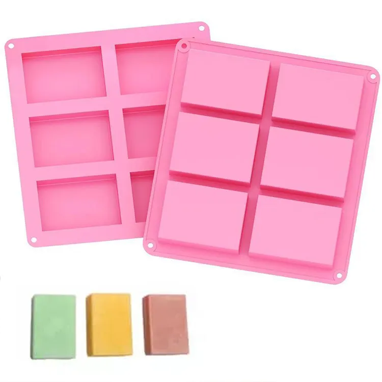 Wholesale 6 Cavities Square Shape Homemade DIY Soap Making Kit Cake Baking Molds Silicone Soap Mould