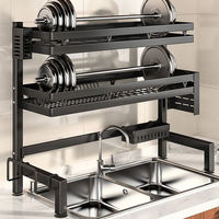 Nouveau égouttoir de type sur pied en acier au carbone monocouche multifonctionnel et durable pour vaisselle, couverts, savon et rangement de serviettes