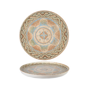 Plato Plano Celest con Borde Ø 20 cm H 1.7 cm Apilable Porcelana Fina Impresión Digital Rinart - Product Image 1