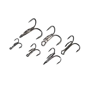 wholesale fishing tackle high carbon steel round bent treble fishing hook