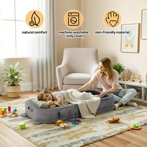 Cuna de Viaje Plegable Tipo Sándwich para Niños Pequeños, OEM/ODM, de Espuma Suave y Portátil, con Barandilla de Seguridad para el Hogar - Product Image 6