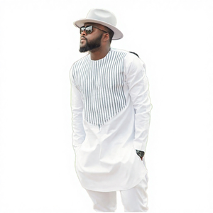 Ensemble Dashiki Traditionnel Africain pour <span class=keywords><strong>Homme</strong></span> : Chemise et Pantalon à Manches Longues Brodés en Polyester Respirant – Idéal pour Mariages Estivaux - Product Image 3