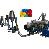Extrudeuse MelaMech à double vis pour PVC souple, rapport L/D 40:1, puissance 132 kW, granulateur économe en énergie avec moteur, boîte de vitesses et cœur PLC