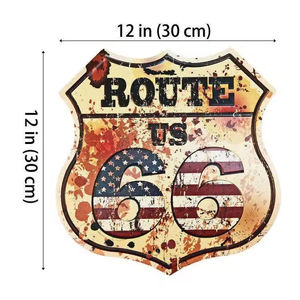 ป้ายโลหะตกแต่งผนังลายเรขาคณิตสไตล์วินเทจย้อนยุค ลายถนนอเมริกัน <span class=keywords><strong>Route</strong></span> <span class=keywords><strong>66</strong></span> - Product Image 4