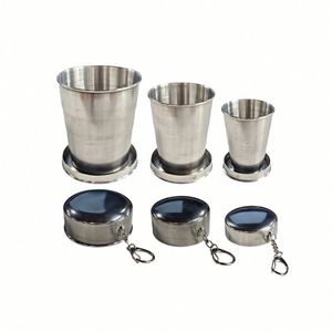 Custom Personal Metal Travel Metal Telescopic Keychain <b>Cups</b> Mug Travel Mug for <b>Camping</b> - Product Image 1
