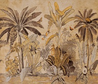 Papier peint mural vintage jungle tropicale, palmiers, oiseaux, papillons, pour hôtel, salle à manger, grenier, cuisine, décoration murale