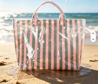 Sac fourre-tout en polyester PVC à rayures, à carreaux et imprimé léopard, brillant, imperméable, grande capacité, sac de plage