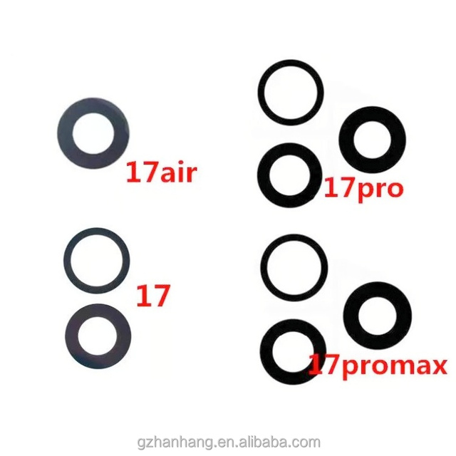Wholesale Back Camera Glass Lens+Sticker for Iphone 17 AIR 16 15 Plus 14 13 12 MINI Rear Camera Cover Lens Phone Parts