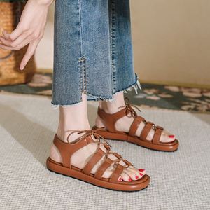 Sandalias Romanas de Playa para Mujer, Tallas Grandes, Verano 2026, Retro, con Tiras Cruzadas, Suela Gruesa y Plana - Product Image 5