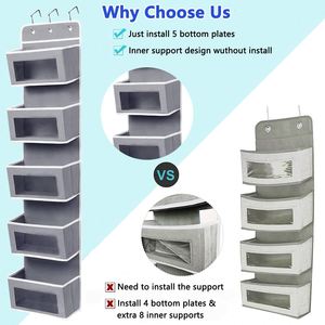 Over the Door Hanging Closet Organizer With Clear Windows and 2 Widened Metal Hooks Clear Window <b>Clothes</b> <b>Boxes</b> - Product Image 6