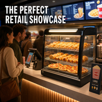 Vitrine chauffante commerciale pour aliments 220V 1kW, 3 étagères, chauffe-plats de comptoir pour boulangerie, café, restaurant, restauration rapide, présentation de snacks