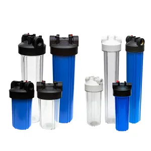 10 Zoll Schlussverkauf Haushalt Kunststoff blauer Wasserfilter Gehäuse mit Messinganschluss