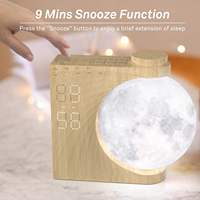 Lampe lunaire en plastique lumineuse LUMINOVA, réveil LED 8 couleurs, double alarme, fonction snooze, 10 sons naturels [Économie d'énergie]