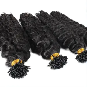 Cuticle Hair Vendor Wholesale Raw Peruvian Remy Hair Extension I Tip Curly Human Hair