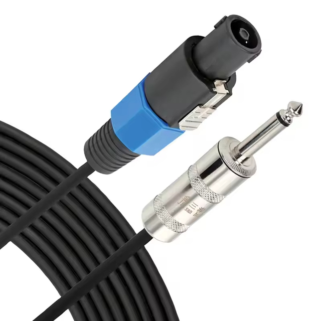 Professional DJ/PA Speaker Cable Copper Conductor Non-shielded Speakon 6.35mm Mono Plug Four-Core PVC Sheath Audio Line Twist