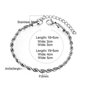 Pulsera de Acero Inoxidable Trenzada de 2-5 mm, Joyería de Moda Unisex con Diseño Geométrico - Product Image 4