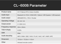 HiFi BT Karaoke Power Amplifier 2X50W DSP Class D Audio Amp With HDM I ARC Optical RCA Input Dual Microphone Bass Treble