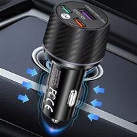 Pengisi Daya Mobil USB+2 Type-c 66W Pengisian Cepat Adaptor Mobil USB Type C PD 66W 3 Port USB-C Pengisian Cepat Ponsel di Mobil
