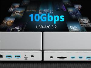 Station d'accueil <span class=keywords><strong>USB</strong></span> <span class=keywords><strong>C</strong></span> <span class=keywords><strong>DisplayLink</strong></span> Multiport Hub Quad Monitor Dock avec alimentation 100W pour ordinateur portable Macbook - Product Image 2