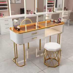 Table de manucure compacte en forme de <span class=keywords><strong>L</strong></span> de haute qualité, directement de <span class=keywords><strong>l</strong></span>'usine, pour chambre à coucher, idéale pour les petits espaces et appartements. - Product Image 1