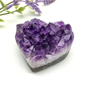 High Quality Natural Amethyst Cluster Hearts High Quality Healing Crystal New Arrival Raw Stone Heart For Decoration And Gifts